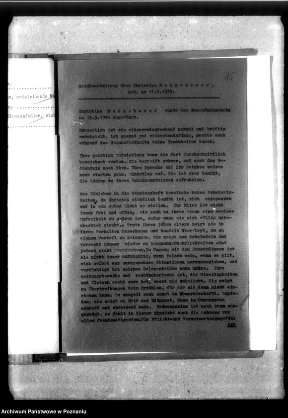 Obraz 20 z jednostki "[Akta personalne wychowanka Christine Neugebauer, ur. 11 V 1934]."