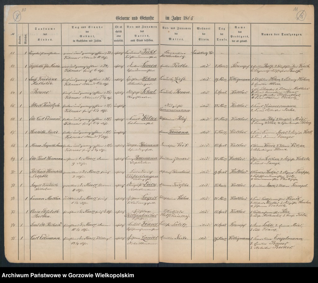 image.from.unit.number "Duplikate der Hauptkirche zu Landsberg an der Warthe (zawiera także księgę zgonów Konkordien, reformirte und Militair Kirchen Gemeinde z 1868 r.)"