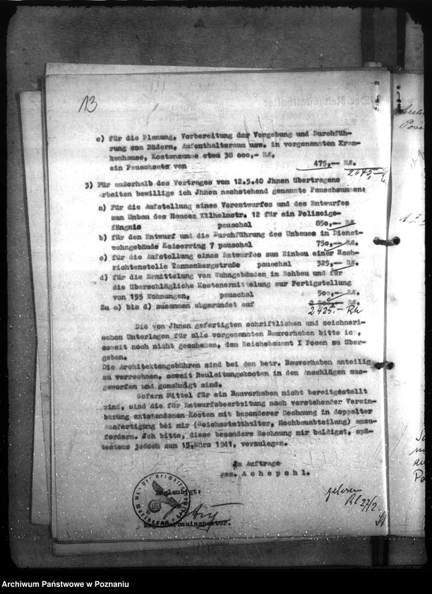 Obraz 18 z jednostki "Dienstwohnug für den Polizeipräsidenten. Entlausungsanstalten. Ausbau der Befehlstellen der Polizei"