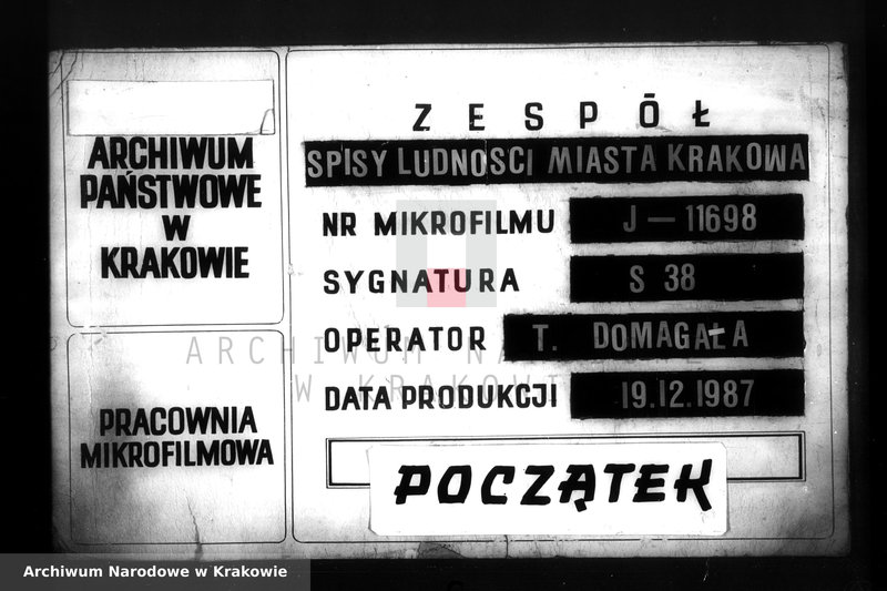 Obraz z zespołu "Spis ludności miasta Krakowa z r. 1850"