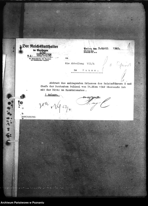 Obraz 5 z jednostki "Haushalt Polizei und Gendarmerie - Unterhaltung der Dienstgebäude des Reichshaushaltes der Polizei a) Erlasse, b) Schriftwechsel"