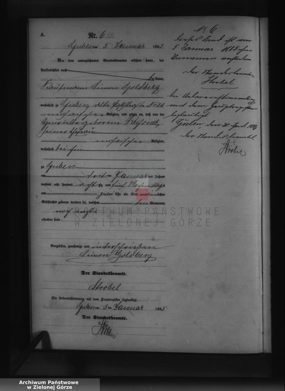 image.from.unit.number "Geburts-Neben-Register, Band I von No 1 bis No 500"