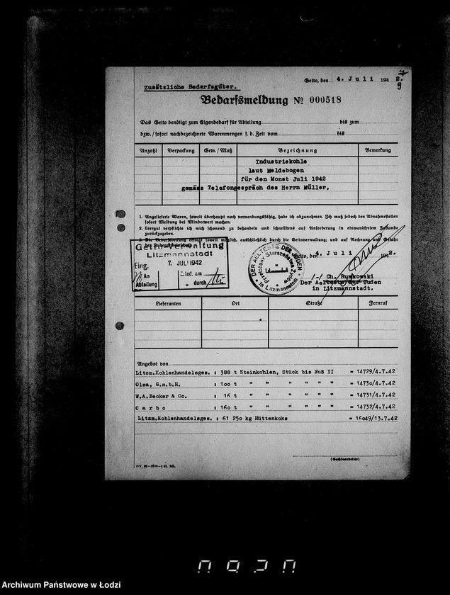 Obraz 12 z jednostki "Aufträge, [Lieferscheinen und Rechnungen] 14731-16050 [Dostawy żywności do Getta]"