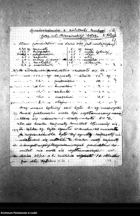 Obraz 7 z jednostki "[Kuchnia przy ul. Brzezińskiej 25. Działalność kuchni, personel, konsumenci, kontrole]"