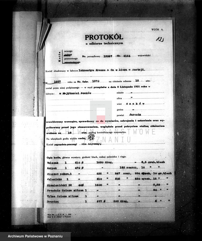 Obraz 16 z jednostki "Kolejka polna w Parzęczewie pow. jarociński własność Fischer - Mollard nr fabr 1370, nr woj. 6164"