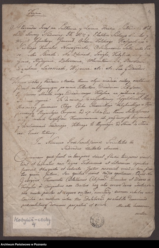 image.from.unit.number "Odpis potwierdzenia cechowi rzeźników w Kobylinie uprawnień, zatwierdzonych im od 1559 do 1788 roku"