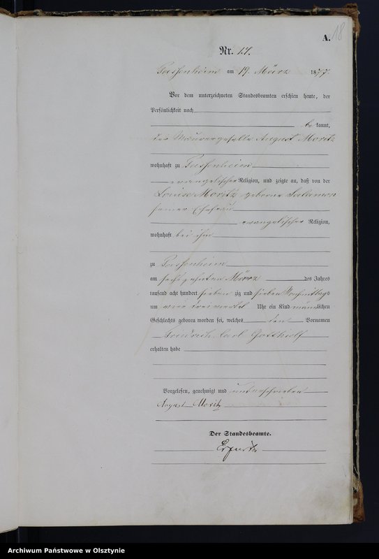 Obraz 20 z jednostki "Geburts-Haupt-Register Nr 1 - 78"