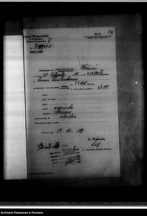 image.from.unit.number "Majętność ziemska w Chociczy Małej powiat wrzesiński własność L. Dembińskiego nr woj. kotła 6388"