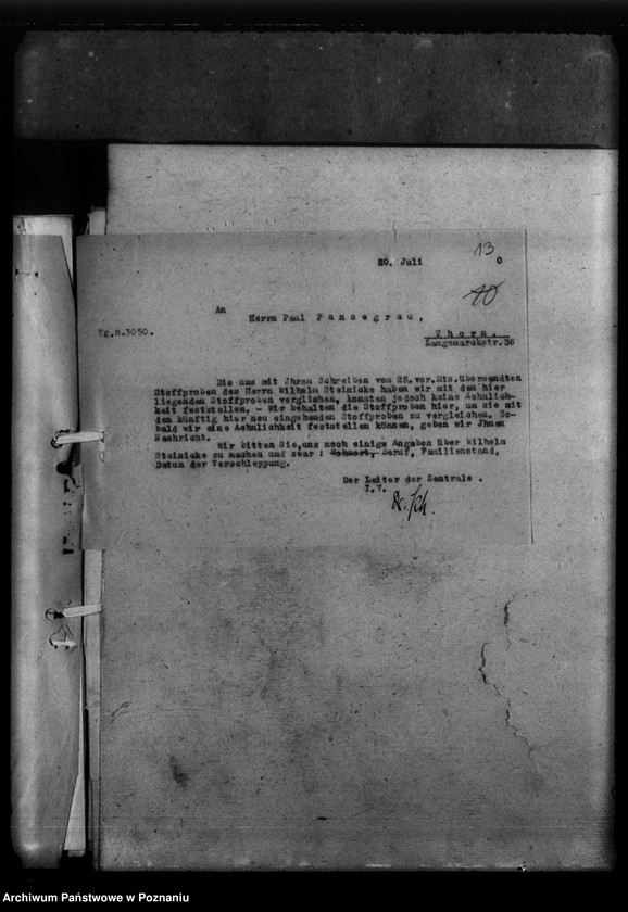 Obraz 17 z jednostki "Schriftwechsel mit Pansegrau (stróż cmentarny) - Thorn (Toruń)"