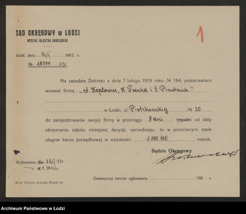 Obraz 3 z jednostki "A.Kaplowicz, K.Frenkel, G.Pinchasik- kupno i sprzedaż towarów manufakturowych"