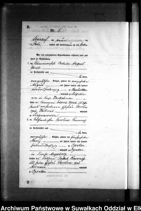 image.from.unit.number "Heiraths-Neben-Register des Preussischen Standes-Amtes Gr. Strengeln Kreis Angerburg"