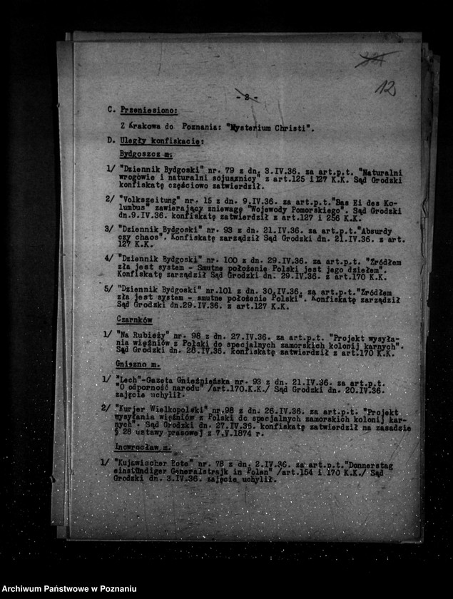 Obraz 17 z jednostki "Sprawozdania prasowe za czas od stycznia do grudnia 1936 r."