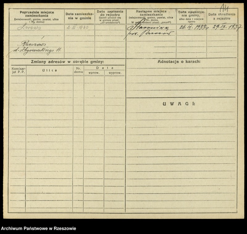 Obraz 16 z jednostki "Kartoteki kontroli ruchu ludności Litera: K"