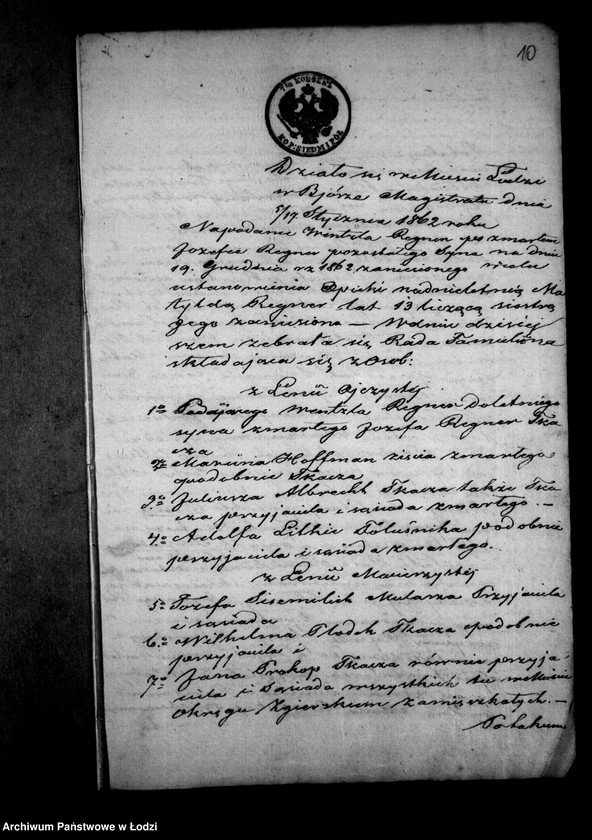 Obraz 14 z jednostki "Akta tyczące się ustanowienia opieki nad nieletnią Matyldą Regner po zmarłym Józefie Regner pozostałej córce"