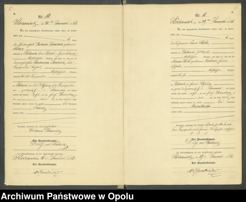 image.from.unit.number "Urząd Stanu Cywilnego Kochaniec Księga urodzeń rok 1885"