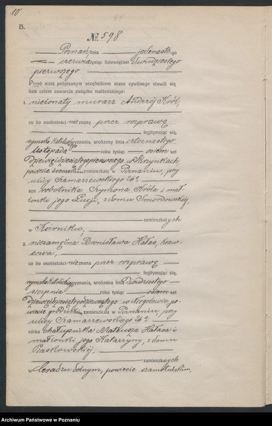 Obraz 12 z jednostki "Księga miejscowa małżeństw tom III [Rejestr główny małżeństw]"