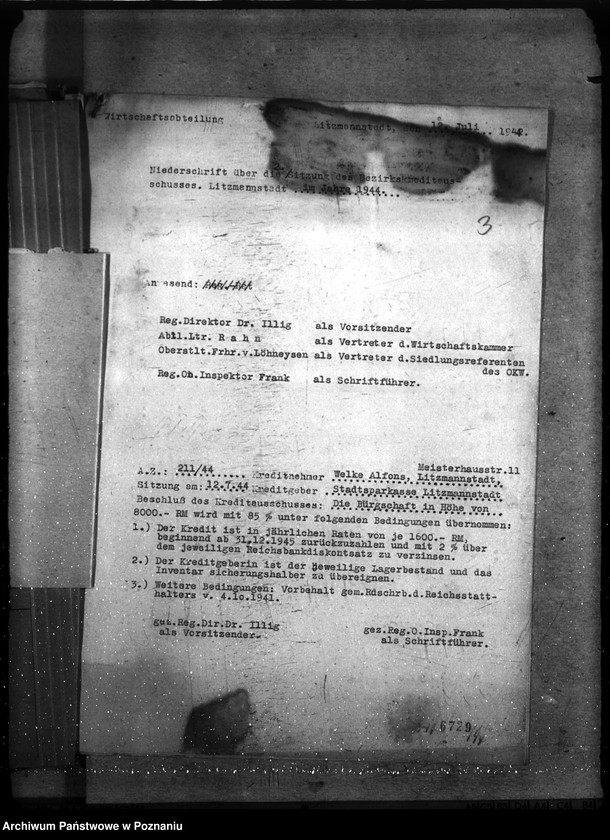 Obraz 7 z jednostki "Sitzungen des Bezirkskreditausschusses - Litzmannstadt (Łódź)"