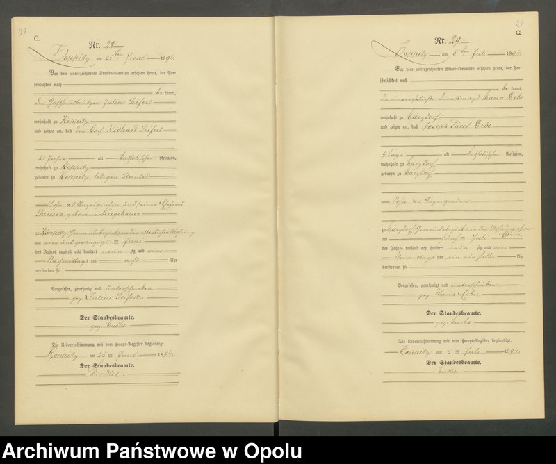 Obraz 17 z jednostki "Sterbe-Neben-Register Standesamts Koppitz pro 1894"
