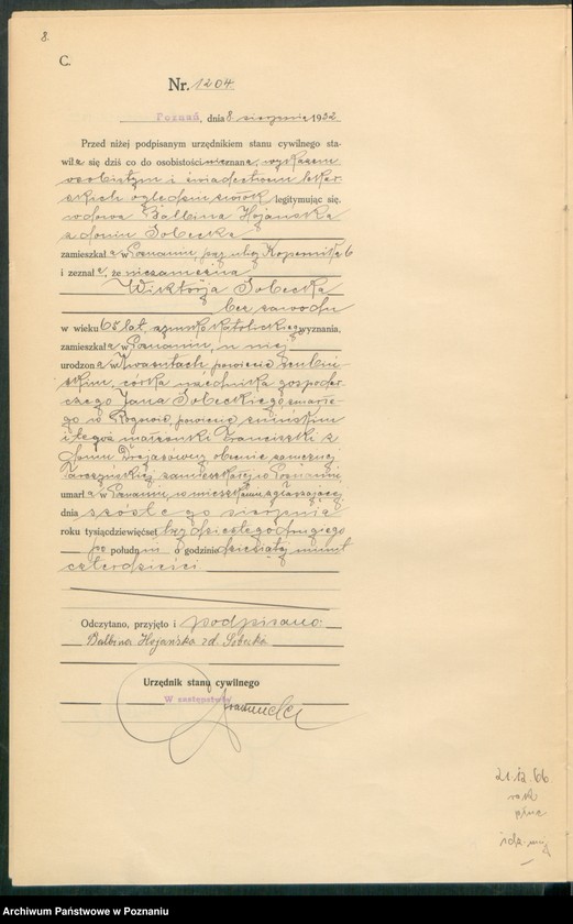 Obraz 10 z jednostki "Księga miejscowa zgonów tom III [Rejestr główny zgonów]"