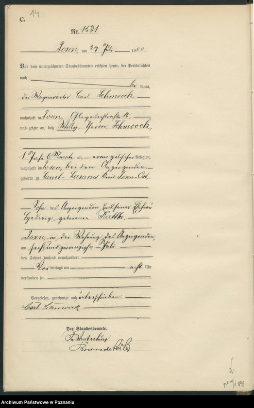 Obraz 17 z jednostki "Księga miejscowa zgonów"