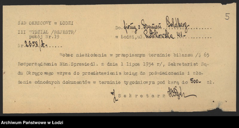 Obraz 7 z jednostki "Szymon Goldberg – sprzedaż towarów manufakturowych"