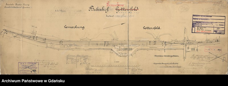 image.from.unit.number "Eisenbahn Direction Danzig. Eisenbahnbetriebsamt Graudenz. Bahnhof Gottersdorf. Zustand vom Mai 1918"