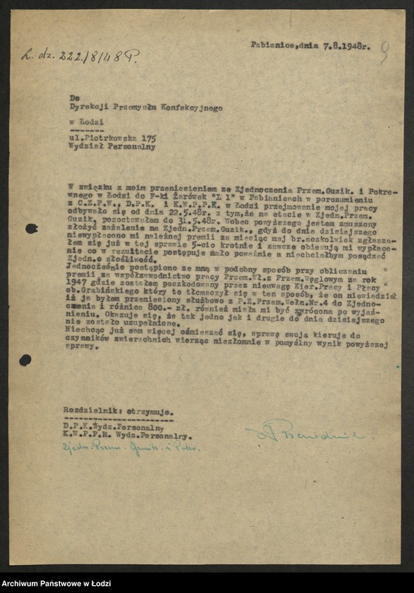 Obraz 10 z jednostki "Przemysł Metalowy - sprawozdania kierowników personalnych"