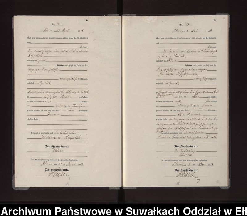 image.from.unit.number "Geburts-Neben-Register des Königlichen Preussischen Standes-Amtes Gneist Kreis Lötzen"