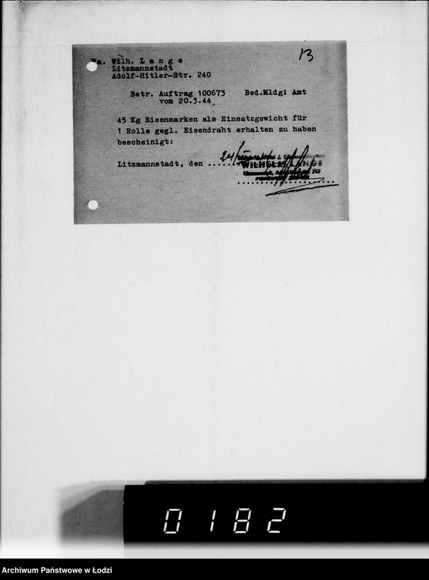 Obraz 17 z jednostki "[Przydział materiałów żelaznych dla Getta]"