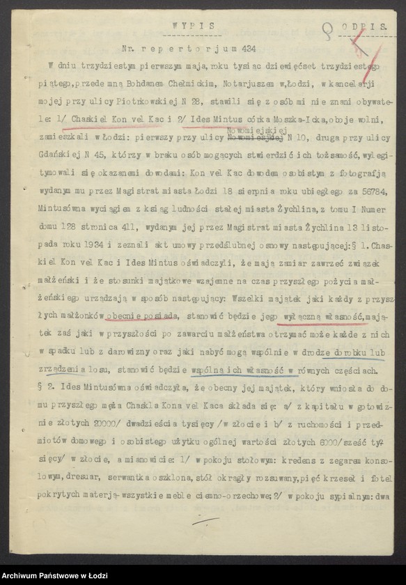 Obraz 11 z jednostki "Chaskiel Kon vel Kac, Lajbus Berger- sprzedaż przędzy"