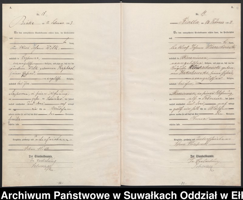 image.from.unit.number "Geburts-Haupt-Register des Königlichen Preussischen Standes-Amtes Belzonzen Kreis Johannisburg"