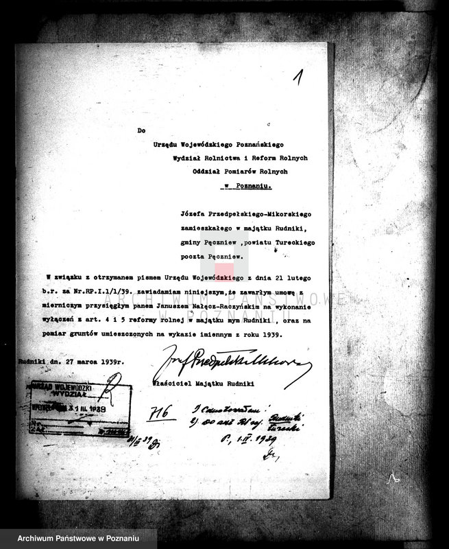 Obraz 5 z jednostki "Majątek Rudniki powiatu tureckiego wyłączenie z art.4 i 5 ustawy o reformie rolnej/"