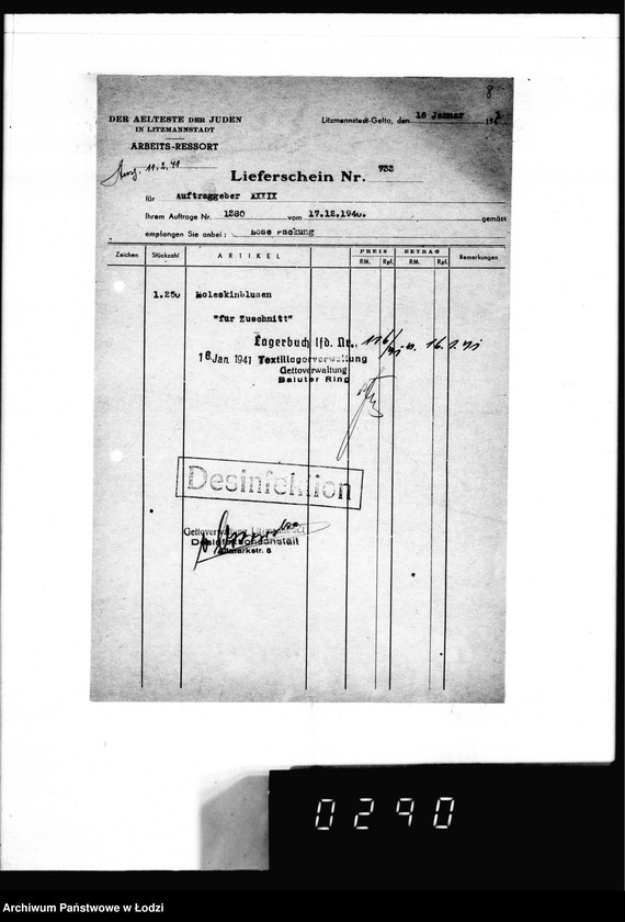 Obraz 12 z jednostki "[Dowody dostawy umundurowania dla intendentury marynarki w Kiel]"