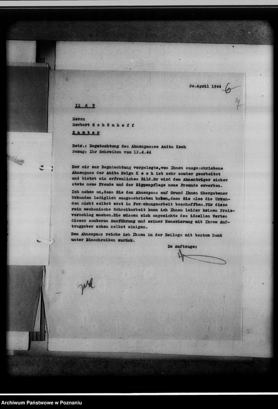 Obraz 11 z jednostki "Berufssippenforscher [oraz sprawa badań genealogicznych przez amatorów dla osób trzecich]"