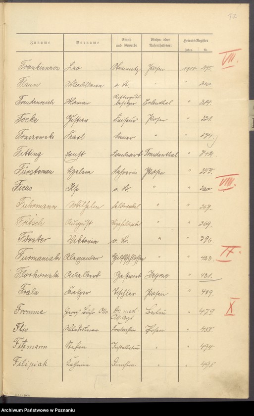 Obraz 19 z jednostki "Spis alfabetyczny małżeństw za 1918"