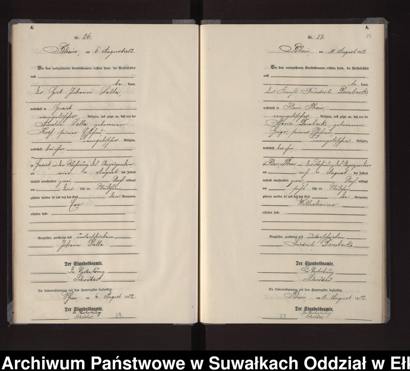 Obraz 18 z jednostki "Geburts-Neben-Register des Königlichen Preussischen Standes-Amtes Gneist Kreis Loetzen"