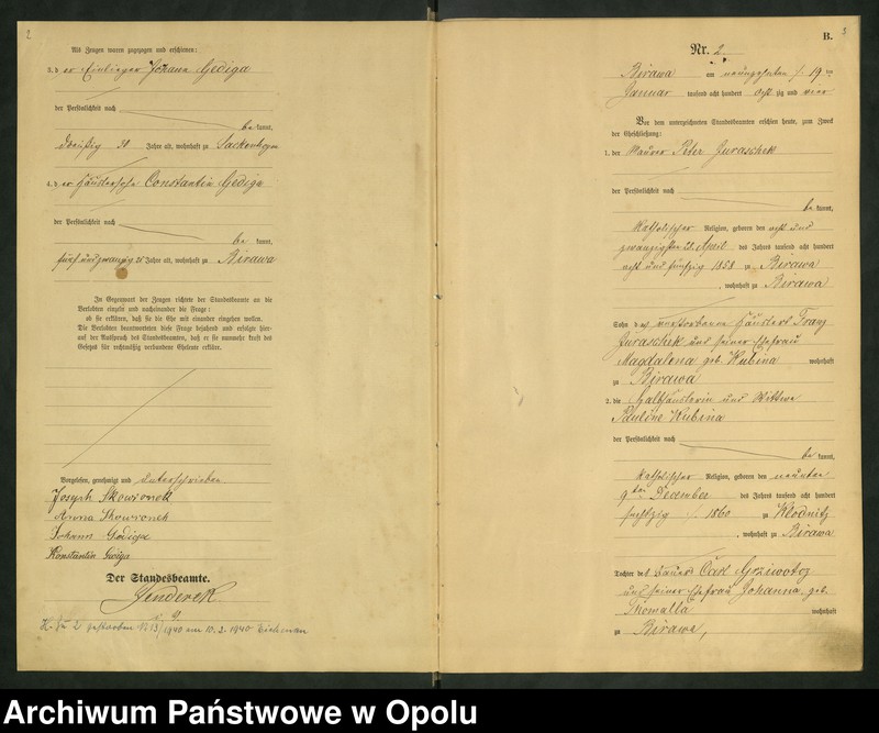 image.from.unit.number "Urząd Stanu Cywilnego Bierawa Księga małżeństw rok 1884-85"