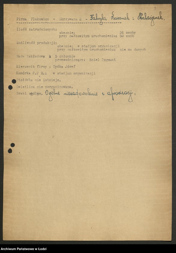 Obraz 4 z jednostki "Wykazy zakładów produkcyjnych z obsadą stanowisk kierowniczych"