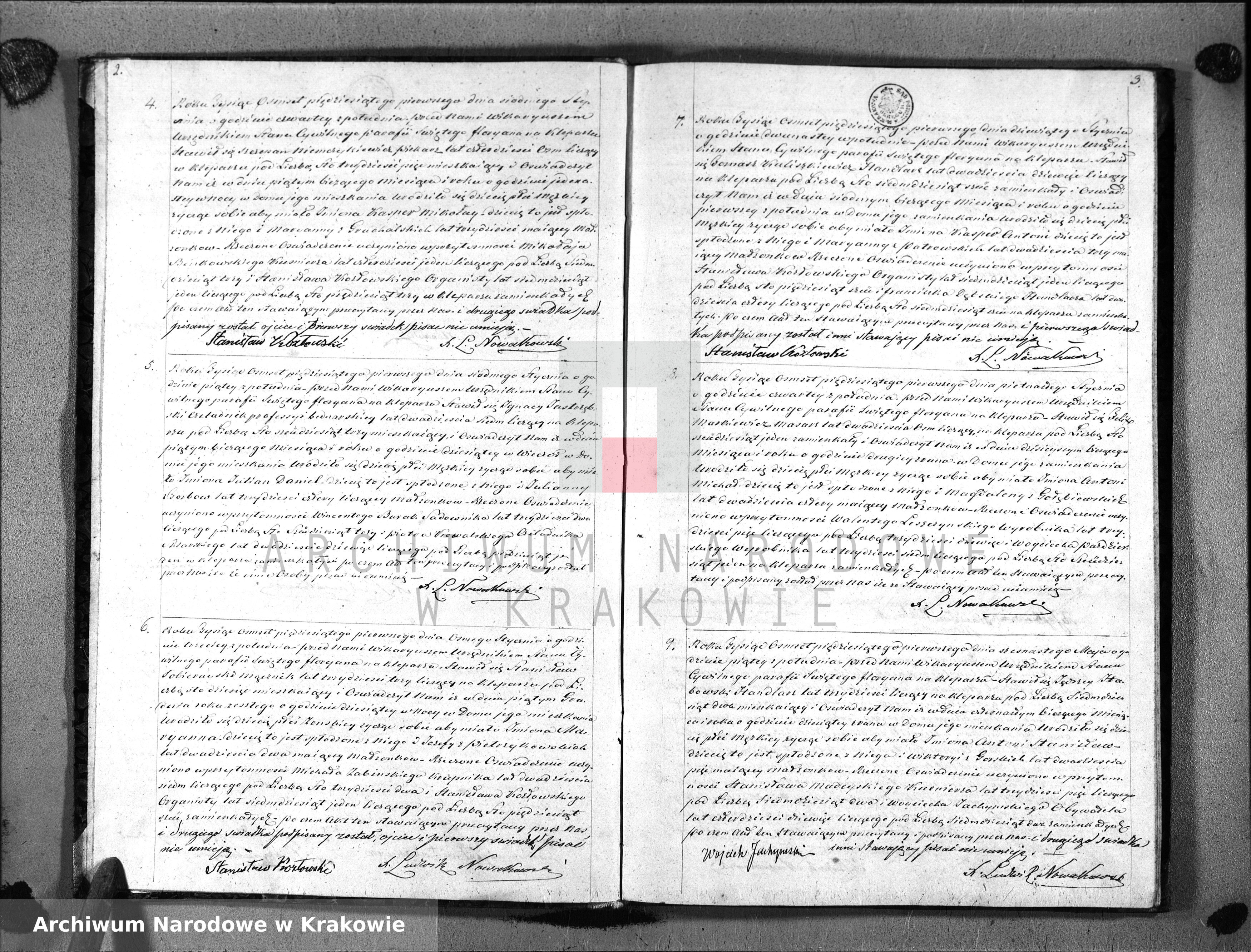 Skan z jednostki: Księga Aktów Urodzenia Uznania i Przysposobienia dla Parafii S o Floryana na Kleparzu na rok 1851