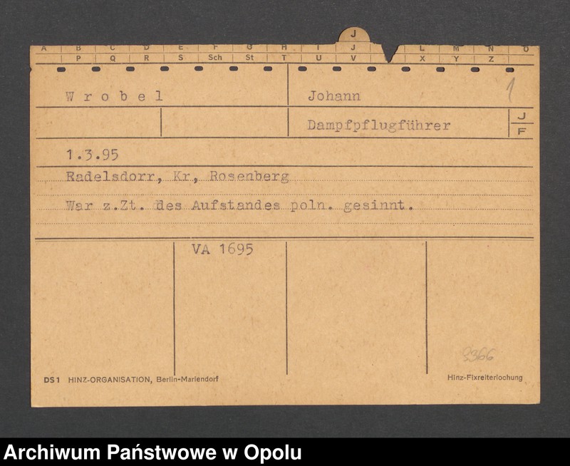 Obraz 3 z jednostki "[Wrobel Johann, ur. 1.3.1895, zam. Radelsdorf]"