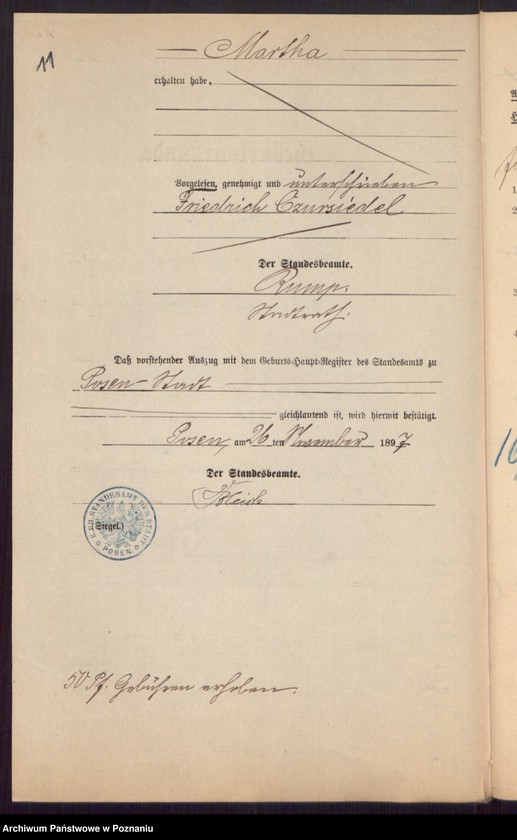 Obraz 13 z jednostki "Die von den Verlobten beigebrachten Urkunden zur Eheschliessung pro 1897"