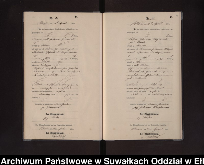 Obraz 15 z jednostki "Sterbe-Neben-Register des Preussischen Standes-Amtes Rhein Kreis Loetzen"