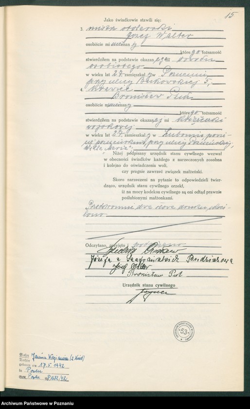 Obraz 17 z jednostki "Księga miejscowa małżeństw tom II [Rejestr główny małżeństw]"