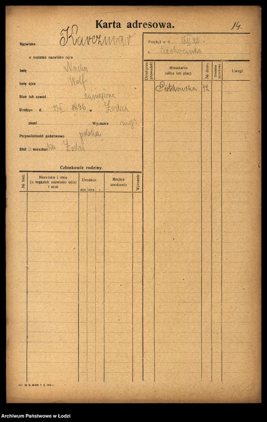 Obraz 16 z jednostki "[Spis ludności Łodzi] Karczmańska - Karnowski"