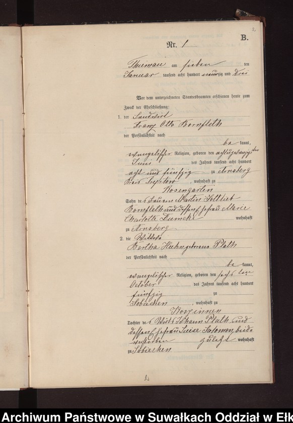 image.from.unit.number "Heiraths-Neben-Register des Preussischen Standes-Amtes Rydzewen Kreis Loetzen"