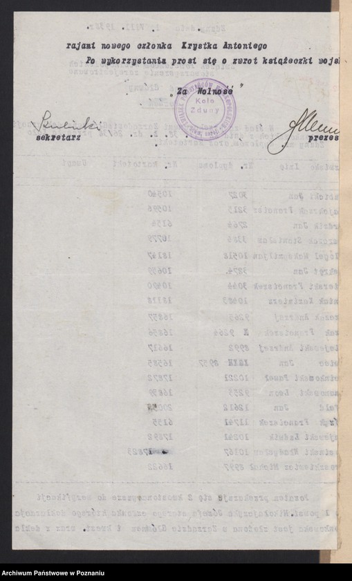 Obraz 16 z jednostki "Zduny, powiat Krotoszyn - akta koła."