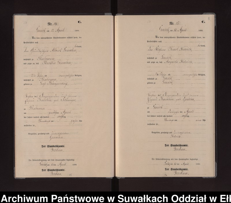 image.from.unit.number "Sterbe-Neben-Register des Königlich Preussischen Standes-Amtes Gneist Kreis Loetzen"