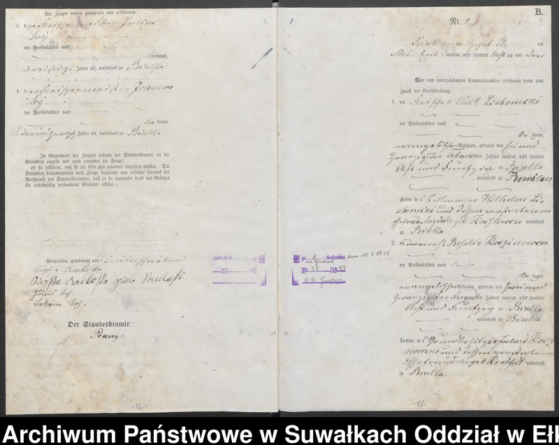 image.from.unit.number "Heiraths-Haupt-Register des Königlichen Preussischen Standes-Amtes Bialla Kreis Johannisburg"