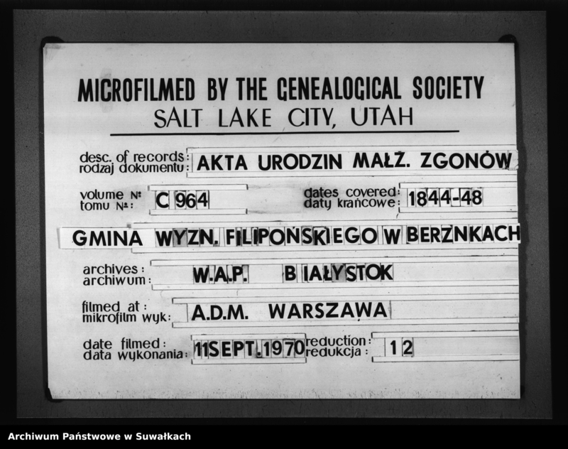 image.from.unit.number "Duplicat czyli kopia Akt Urzędnika Stanu Cywilnego Sekty filponów Gminy Berzniki Urodzonych, Umarłych i Zaślubionych za Lata pro 1844/48"