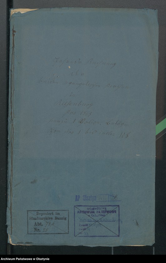 image.from.unit.number "Jahres Rechnung den beiden ewangelischen Kirchen zu Riesenburg"